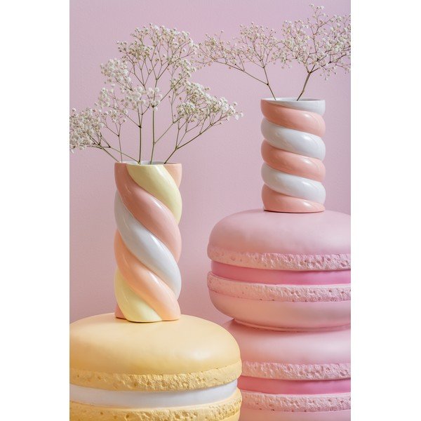 Valge/roosa keraamiline vaas (kõrgus 23 cm) Marshmallow - PT LIVING-image-1