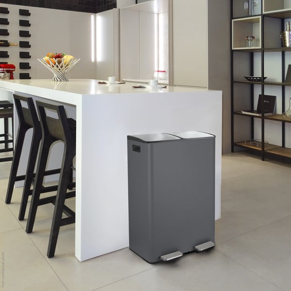 Tumehall terasest prügikast 2x30 l sorteeritud jäätmete jaoks/pedaaliga Aliya - Spirella-image-1