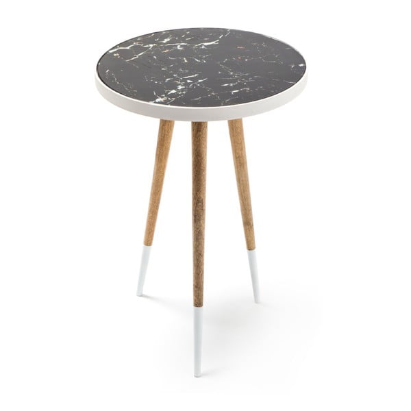 Černo-bílý odkládací stolek 360 Living Merald Weich Natural, ⌀ 40,5 cm