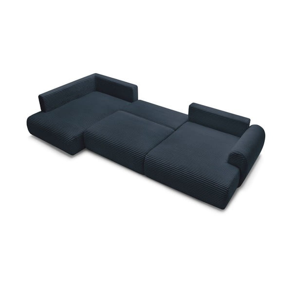 Tumesinine velvetist nurgadiivanvoodi (parem nurk/U-kujuline) Lucien - Bobochic Paris-image-4