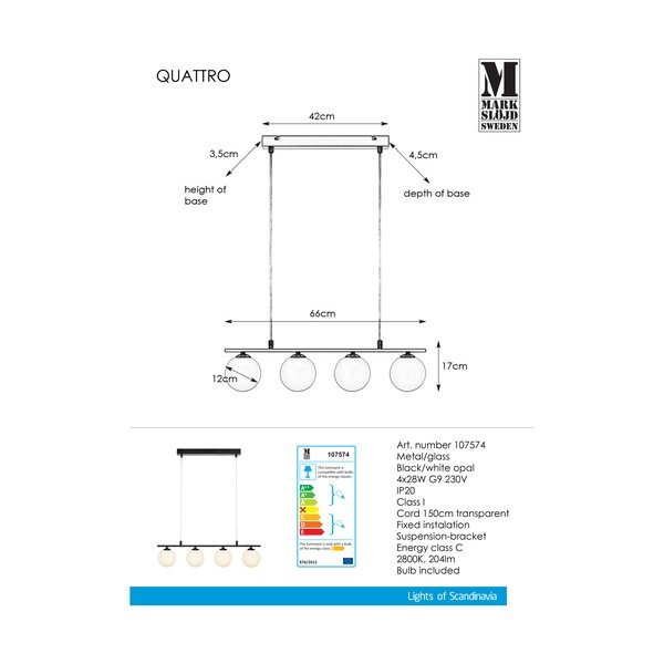 Must rippvalgusti Quattro - Markslöjd-image-2
