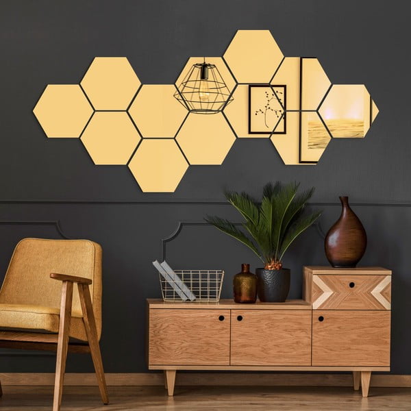 Kleebiste komplekt seinale 12 tk 17x20 cm Hexagons Gold - Ambiance