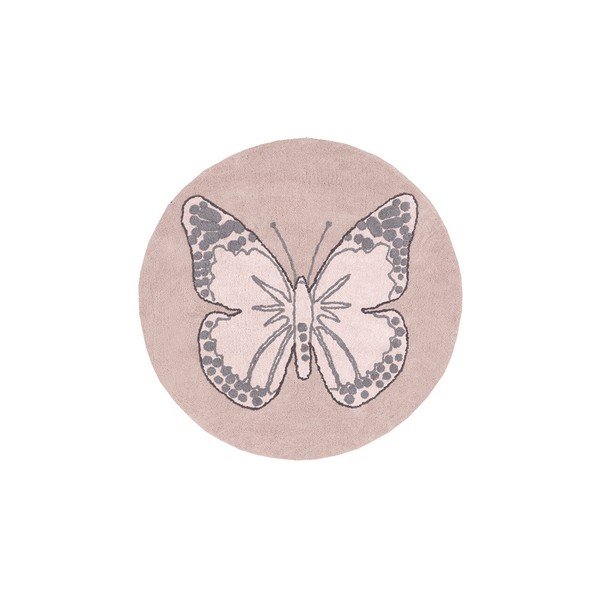 Roosa pestav käsitsi kootud puuvillane laste vaip ø160 cm Mariposa - Lorena Canals