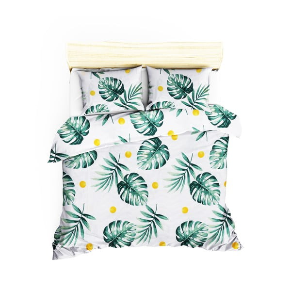 Valge/roheline voodikatte ja padjakatete komplekt 200x220 cm Kapitone Monstera – Mijolnir