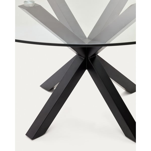 Must ümmargune söögilaud klaasist lauaplaadiga ø 150 cm Argo - Kave Home-image-2