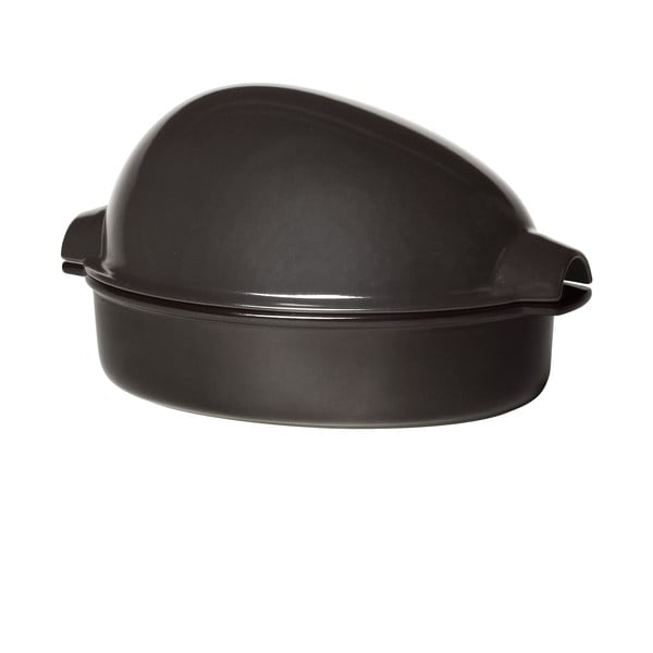 Pepřově černý keramický pekáč na drůbež Emile Henry, 41,5 x 27,5 cm