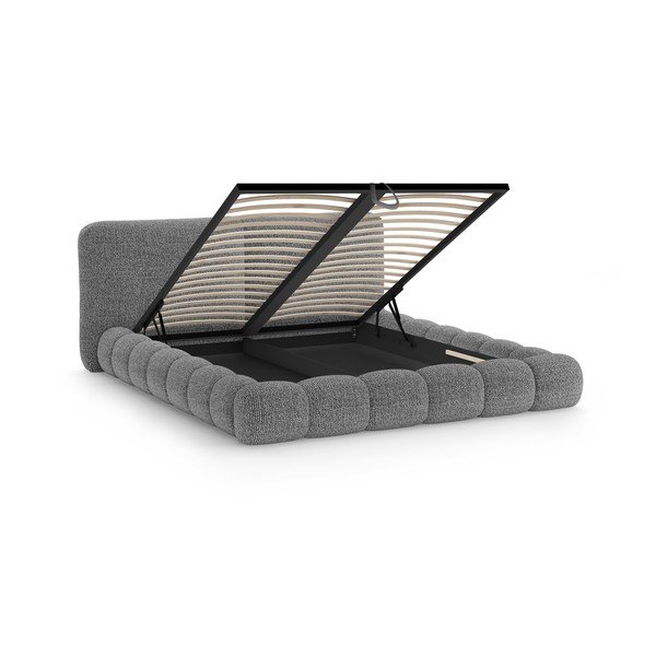 Tumehall polsterdatud kaheinimesevoodi koos panipaiga ja voodipõhjaga 160x200 cm Solange - Micadoni-image-3