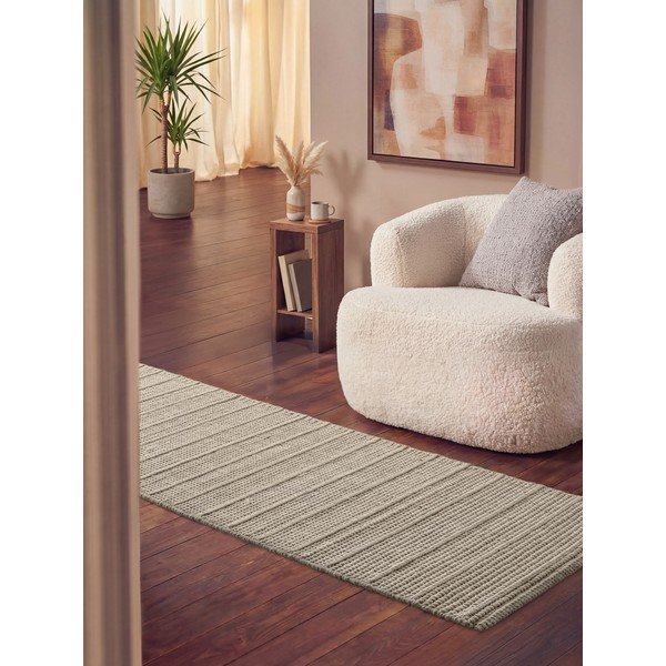 Kreemikas käsitsi kootud villane jooksja 80x250 cm Camden Parker - Ted Baker-image-1