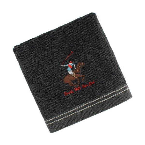 Černý bavlněný ručník BHPC s výšivkou, 50x100 cm