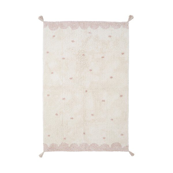 Roosa ja kreemikas käsitsi valmistatud puuvillane vaip , 100 x 150 cm Minna - Nattiot