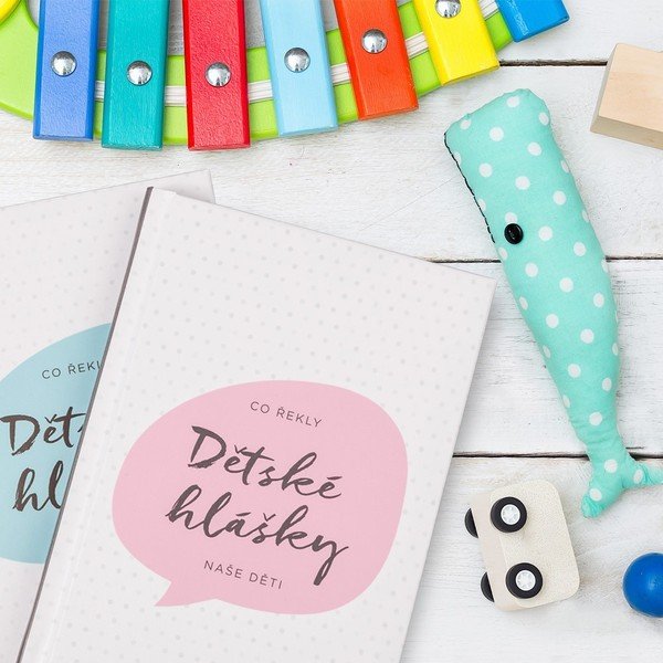 Růžový zápisník se záložkou na dětské hlášky Bloque.-image-1