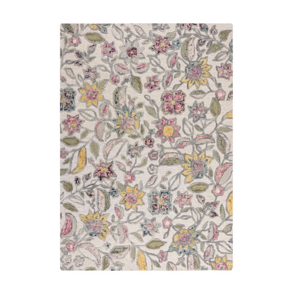 Kreem käsitsi kootud villane vaip 200x290 cm Tania Floral - Flair Rugs