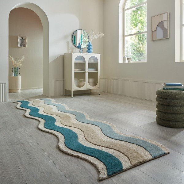Sinine käsitsi kootud villane vaip 80x300 cm Cascade Wool - Flair Rugs-image-1