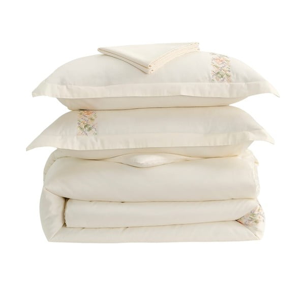 Kreem satiin-puuvillast voodipesu üheinimesevoodile 140x200 cm Maison Bloom - Mila Home Luxury