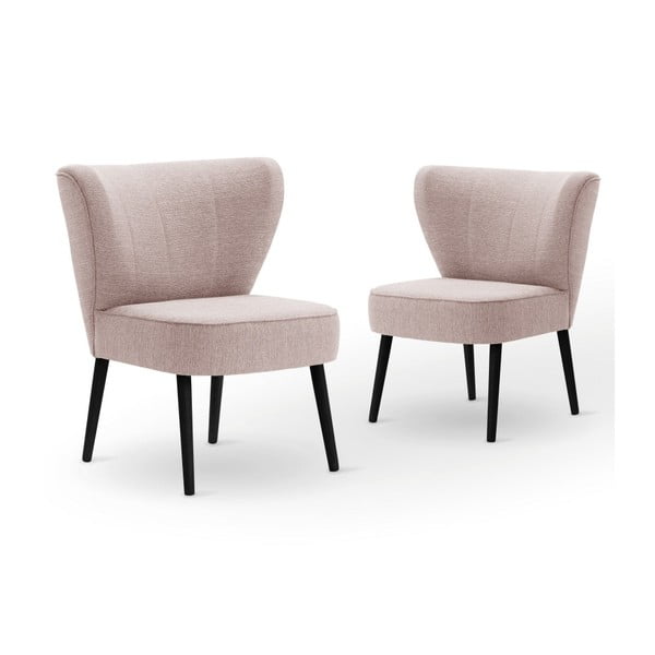 Sada 2 světle růžových jídelních židlí s černými nohami My Pop Design Adami