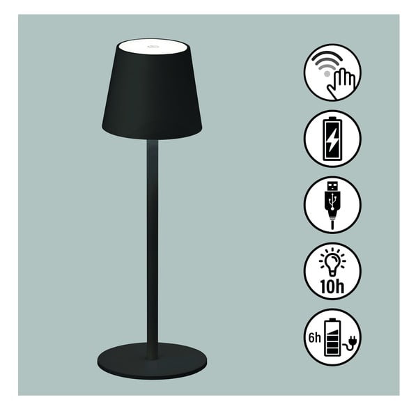 Must LED-dimbleeritav laualamp liikumisanduriga ja metallist lambivarjundiga (kõrgus 38 cm) Tropea - Fischer & Honsel-image-2