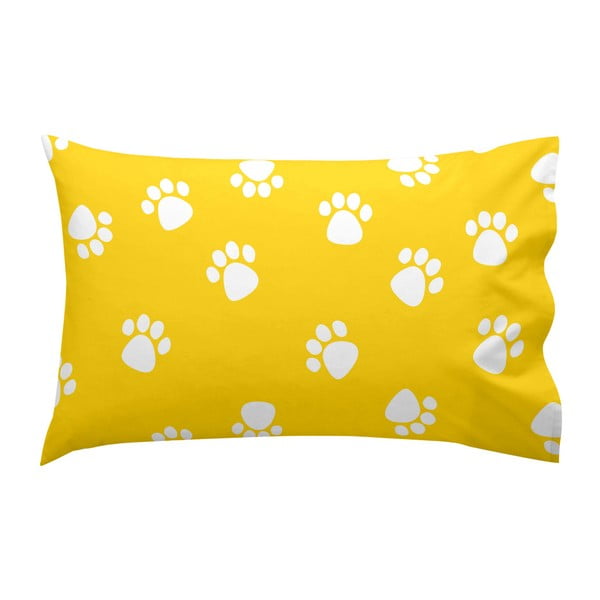 Žlutý bavlněný povlak na polštář Mr. Fox Dogs, 40 x 60 cm