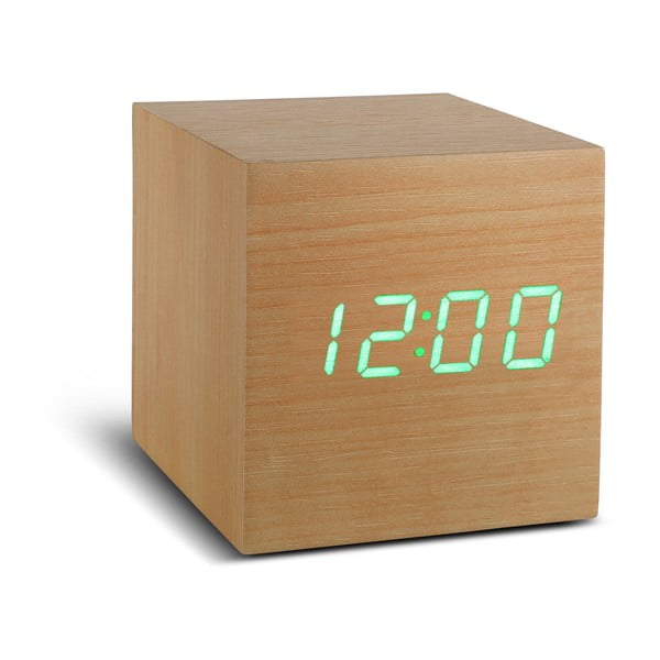 Beež äratuskell rohelise LED-ekraaniga kella Cube Click - Gingko