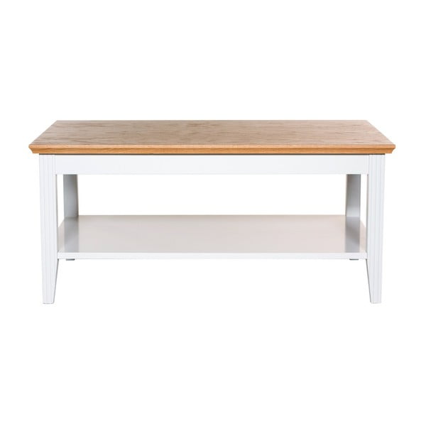 Bílý konferenční stolek s detaily z dubové dýhy We47 Family, 100 x 65 cm