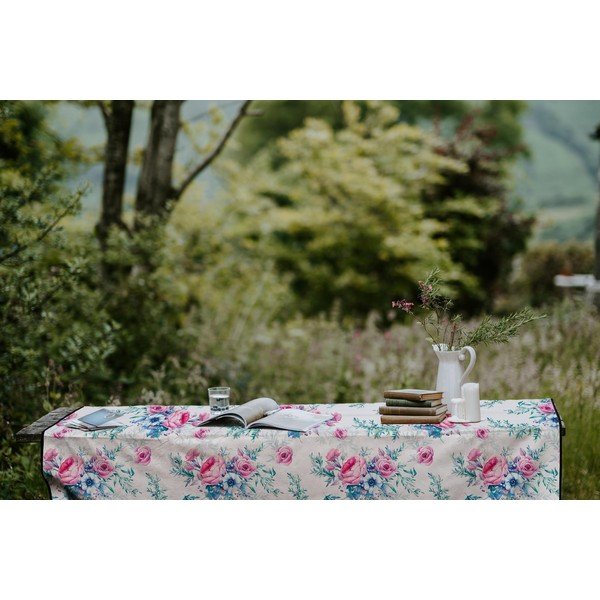 Linasest lilledega laudlina, 140 x 140 cm - Tierra Bella-image-1