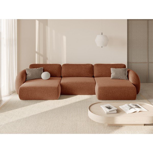 Telliskivitoonis sametist lahtikäiv hoiuruumiga nurgadiivan (U-kujuline) Tonale – Cosmopolitan Design-image-1