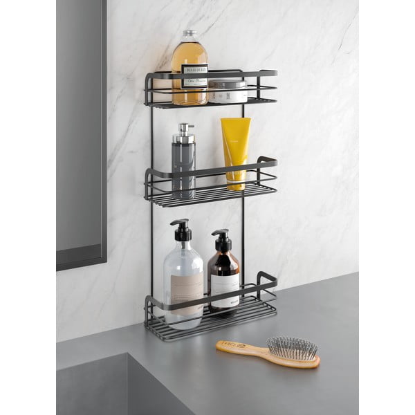 Must kolmetasandiline vannitoa riiul Origin - Metaltex-image-1