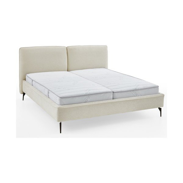 Elevandiluu värvi polsterdatud kaheinimesevoodi ilma liistudest raamita 200x200 cm Infinity - Meise Möbel