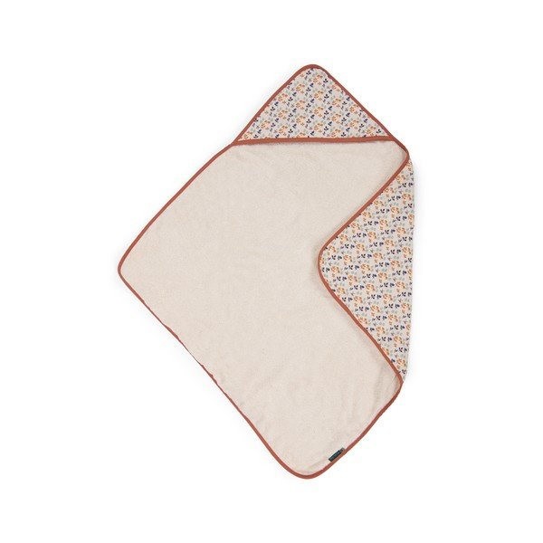 Kreem puuvillane beebirätik kapuutsiga 80x80 cm Pomme des Bois - Moulin Roty-image-1