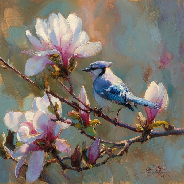 Trükitud pilt lõuendil 32x32 cm Bluejay & Blossom - Styler