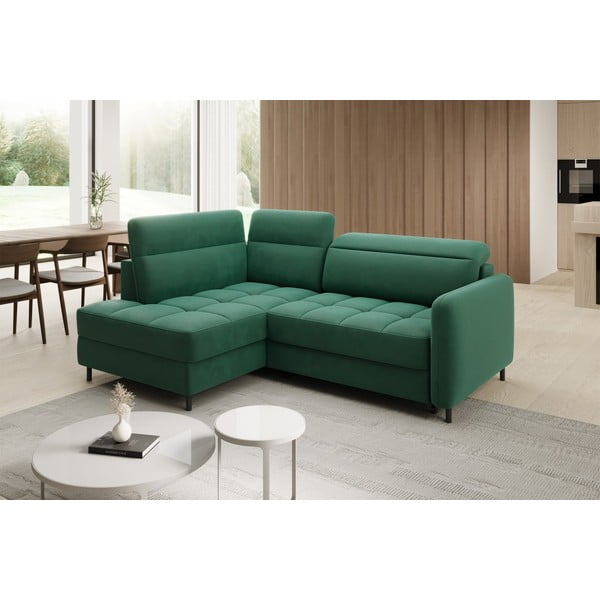 Roheline sametist lahtikäiv/sahtliga nurgadiivan (vasak nurk/L-kujuline) Barea – ELTAP-image-3