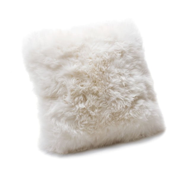 Bílý polštář z ovčí kožešiny Royal Dream Sheepskin, 30 x 30 cm