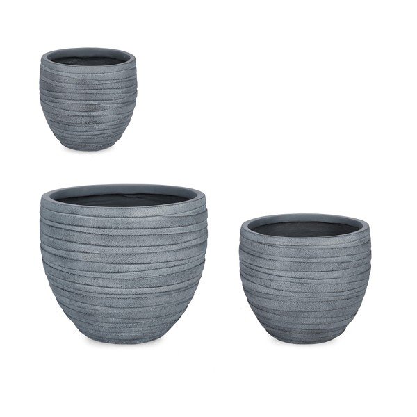 Lillepotid komplektis 3 tk ø 46 cm Strips - Bizzotto-image-1