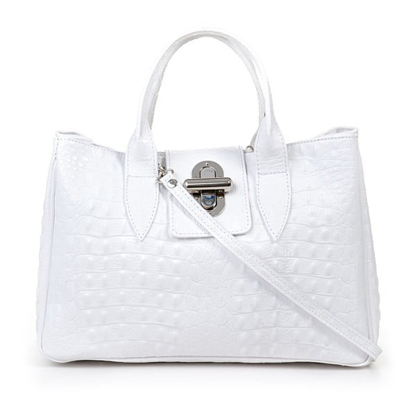 Bílá kožená kabelka Pitti Bags Bergamo