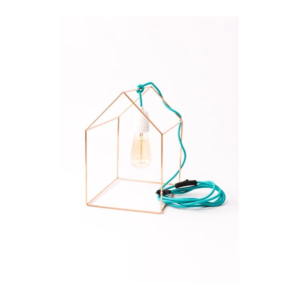 Stolní lampa v měděné barvě s modrým kabelem Filament Style Home