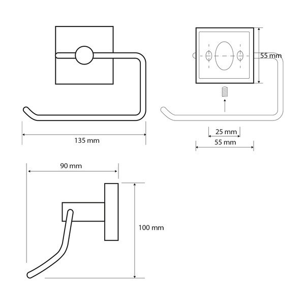 Hõbedast messingist tualettpaberi hoidja X-Square - Sapho-image-1