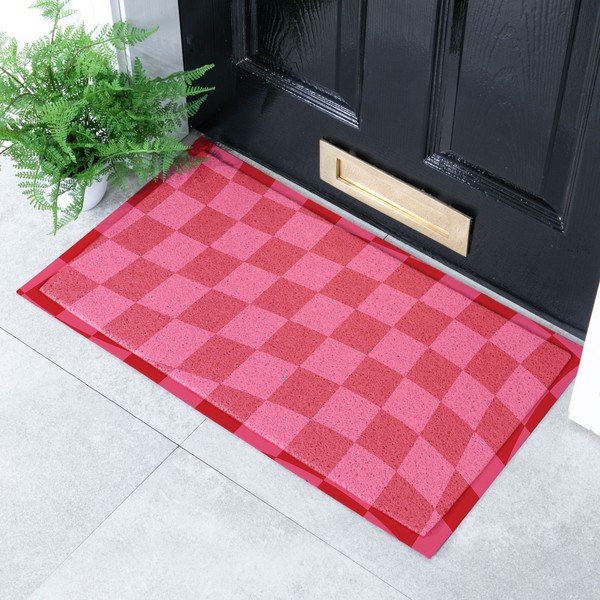 Matt taaskasutatud plastist 40x70 cm Wavy Checkerboard - Artsy Doormats-image-1