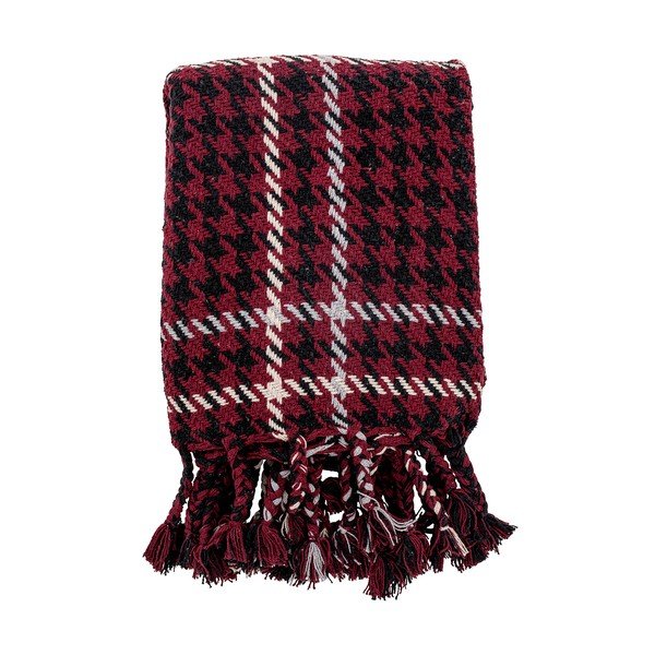 Punane jõulusall puuvillase Riveliga, 150 x 130 cm Rivel Throw - Bloomingville