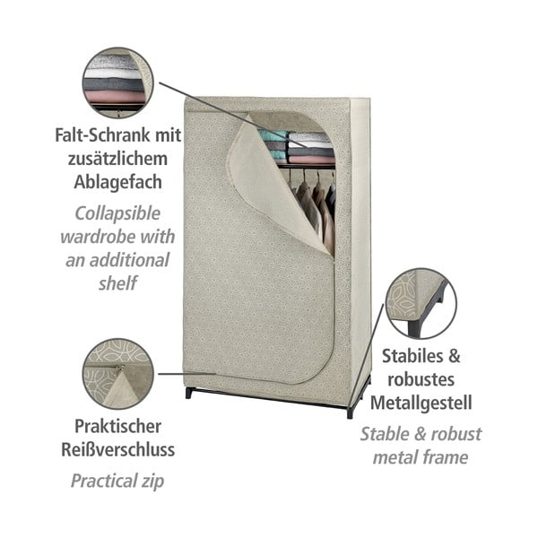Beež kangast riidekapp 90x160 cm Balance – Wenko-image-4