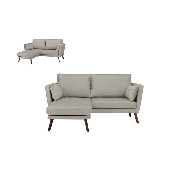 Světle béžová třímístná pohovka Mazzini Sofas Elena, s lenoškou na levém rohu-image-3