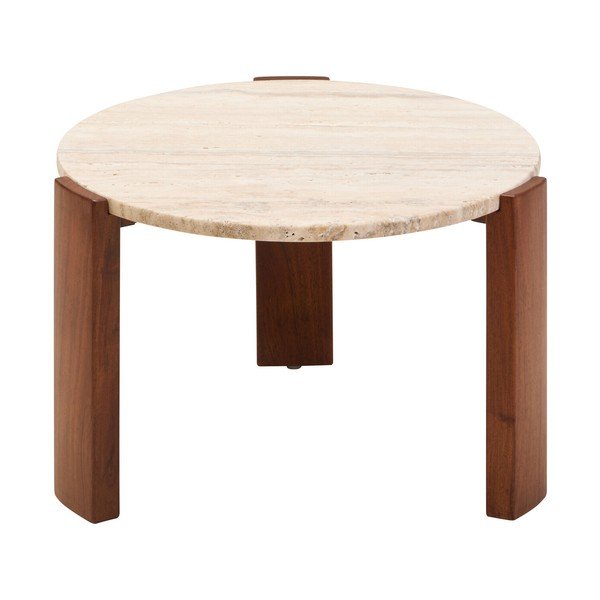 Pruun/hele naturaalne ümmargune kohvilaud marmorist pealispinnaga ø 60 cm Palermo - Premier Housewares