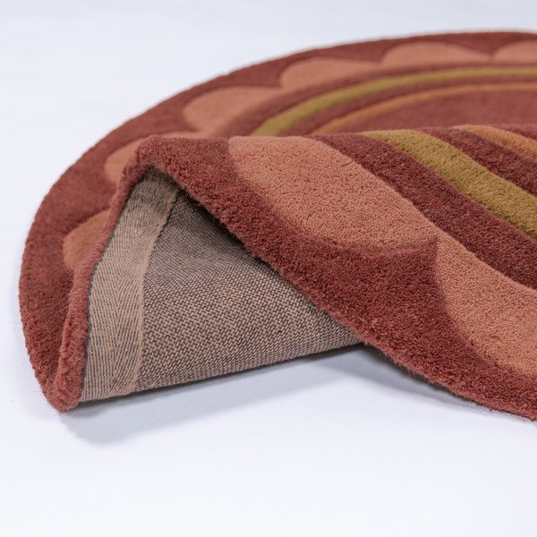 Burgundiapunane käsitsi kootud villane ümmargune vaip ø 120 cm Lois - Flair Rugs-image-3