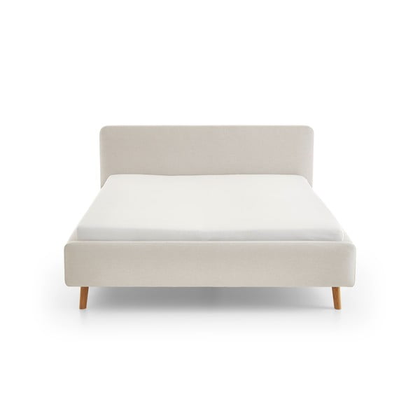 Kreem polsterdatud kaheinimesevoodi ilma voodipõhjata 160x200 cm Mattis – Meise Möbel-image-3