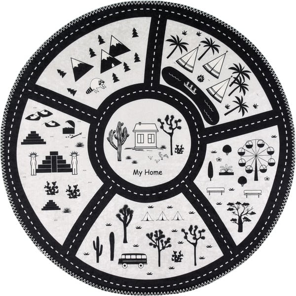 Must-valge pestav laste mänguvaip ø120 cm My Home - Vitaus