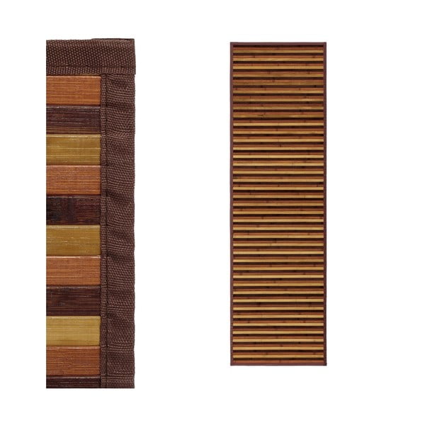 Pruun-sinepivärvi bambusest koridorivaip 60x200 cm - Casa Selección-image-1