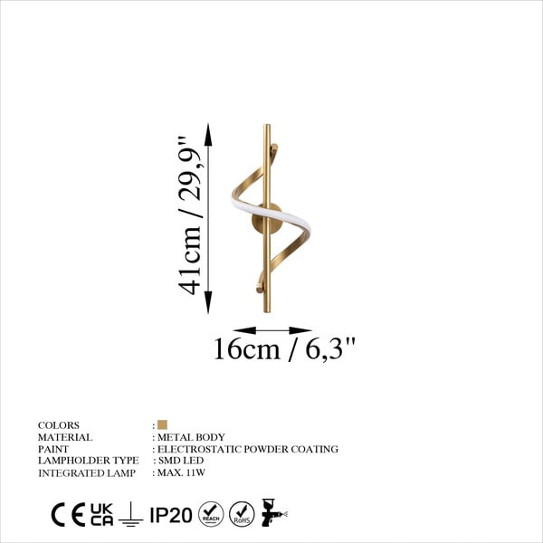 Kuldne LED seinavalgusti ø 7 cm Likma - Opviq lights-image-4