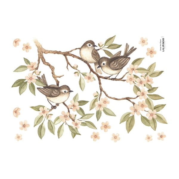 Kleebisleht 30x42 cm Branch And Sparrows - Lilipinso