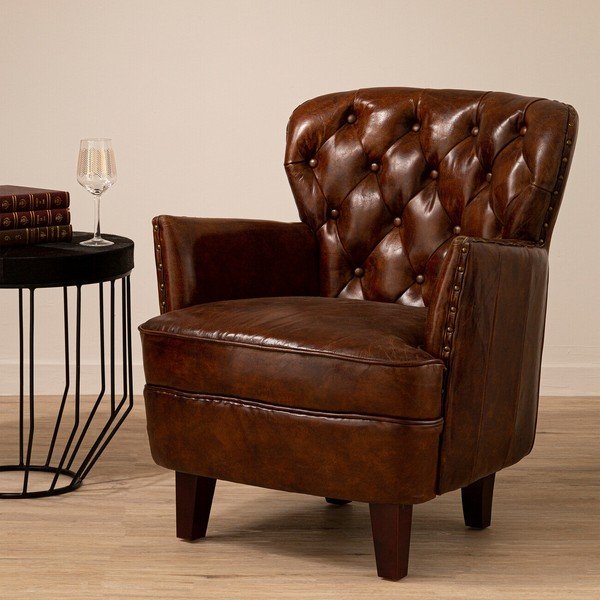 Pruunist nahast tugitool Victor - Premier Housewares-image-4