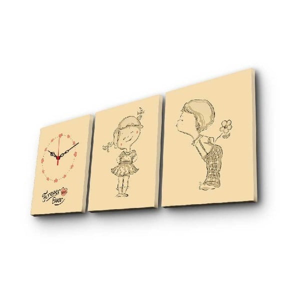 Nástěnné obrazové hodiny Boy And Girl, 90 x 38 cm