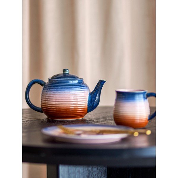 Sinine/oranž keraamiline teekann sõelaga 890 ml Tatum - Bloomingville-image-1