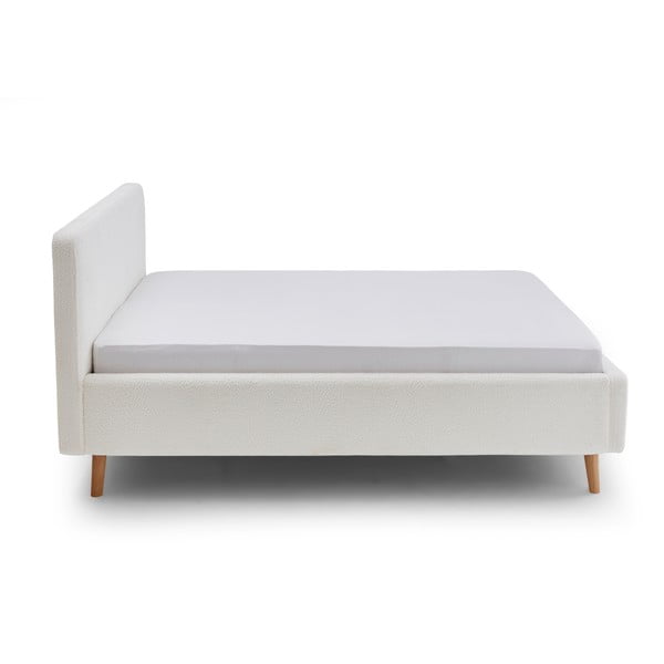 Valge polsterdatud kaheinimesevoodi koos panipaigaga ja voodipõhjaga 160x200 cm Mattis - Meise Möbel-image-4